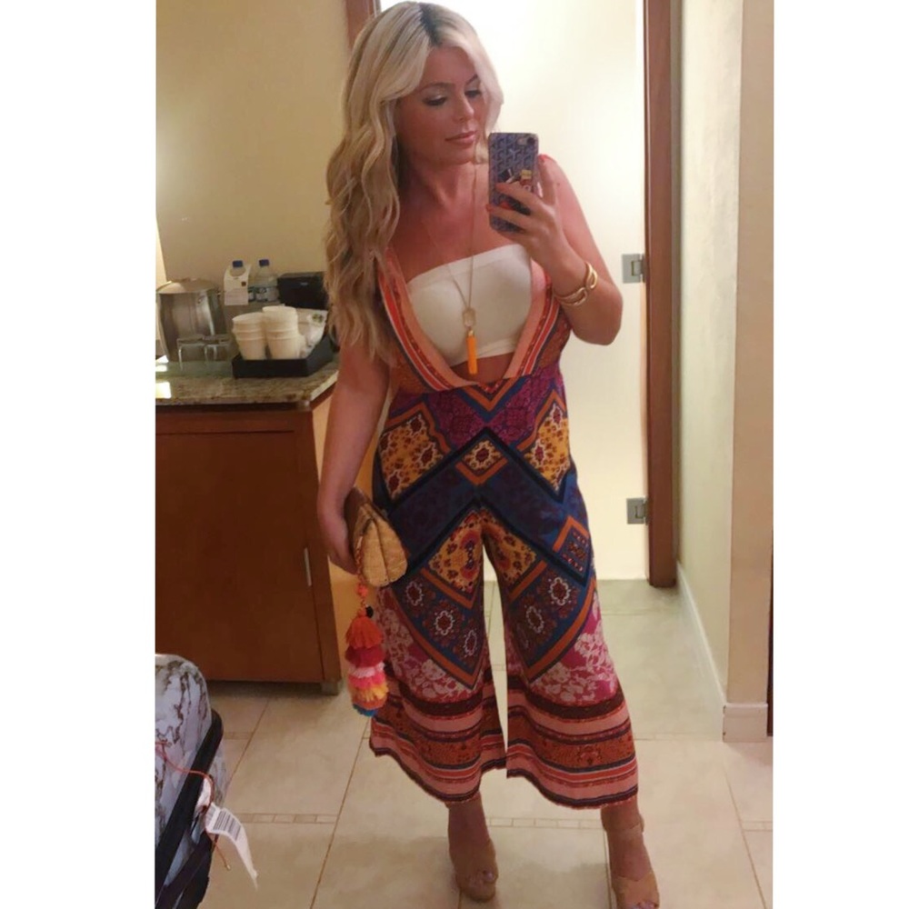 Free People multicolored boho jumpsuit